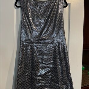 White House Black Market Shimmering Silver Mini Dress